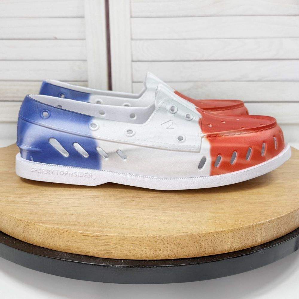 Sperry Original Float Water Boat Shoe Firecracker Popsicle Red White Blue 8